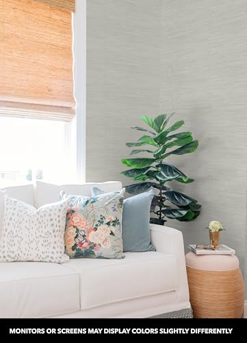 NuWallpaper x Society Social Classic Faux Grasscloth Peel and Stick Wallpaper, Grey - color: Gray