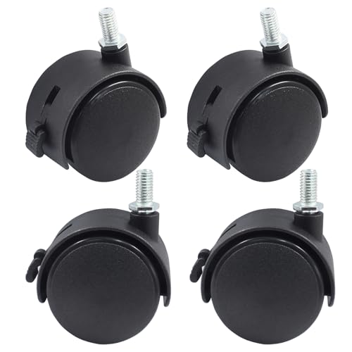 Murtenze 2 Inch Nylon Swivel Stem Caster Wheels, 4Pcs, M8 Thread - style: 2 Inch Stem with Brake