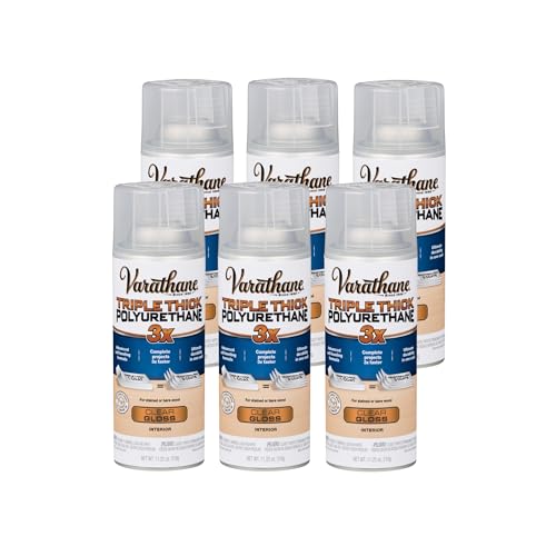 Varathane Triple Thick Polyurethane Gloss Wood Finish Spray - size: 0.35 Quart Spray (Pack of 6), style: Gloss