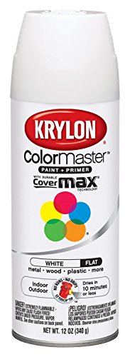 Krylon K05150207 ColorMaster Paint + Primer, Flat, White, 12 oz. - color: White, size: 12 Ounce (Pack of 1), style: Flat