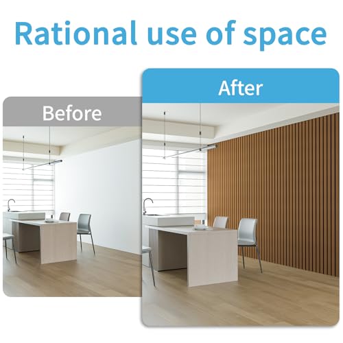 Art3d Six-Grid Design Slim Slat Wall Panel, 104 x 12 Inch, 4-Pack, Rosewood - color: Six-Grid Rosewood