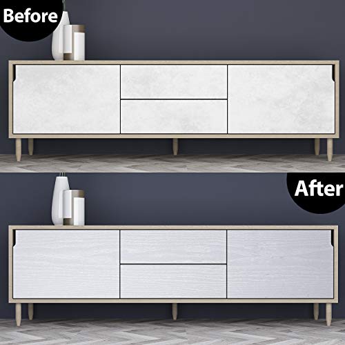 Yenhome 24"X393" White Wood Contact Paper for Countertops Wood Grain Contact Paper Peel and Stick Countertops Cover Wood White Contact Paper Self Adhesive Wood Wallpaper for Kitchen Cabinet Vinyl Wrap - size: 24" x 393"
