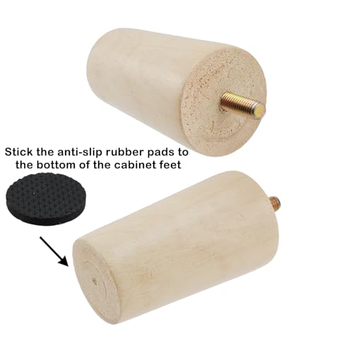Geesatis 3" Wooden Table Legs,4Pcs Natural Finish Wood Furniture Legs - color: Natural, size: 3inch