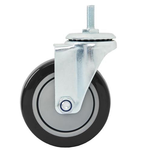 Finnhomy Swivel Caster Wheels 4 Inch Threaded Stem Casters Set of 4 Heavy Duty 3/8"-16 x 1 Anti-wear Polyurethane Industrial Castor Wheels for Cart/Furniture Load Bearing 2200 Lb Smooth Caster Black - style: 4 Inch