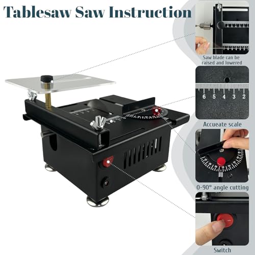 Mini Table Saw for Crafts,Small Table Saw,Multi-Functional Desk Saws,7 Speed Control,Miniature Saws-Adjustable Blade Height,Cutting, Grinding and Polishing All In One(Simplicity)