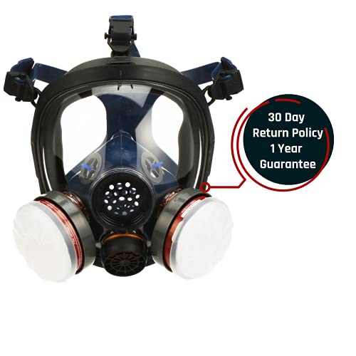 Parcil Distribution Full Face Respirator Mask - Air Purifying, Organic Vapor & Particulate - Industrial Use - CE Tested - color: Pd-100 Inferno Red