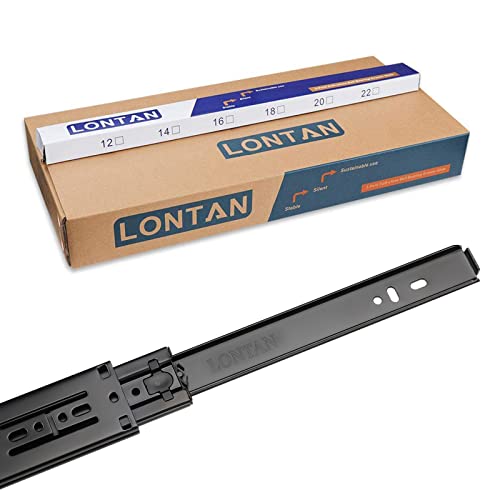 LONTAN 2 Pairs Black Soft Close Drawer Slides 18 Inch Heavy Duty Runners - color: Black, size: 18 Inch