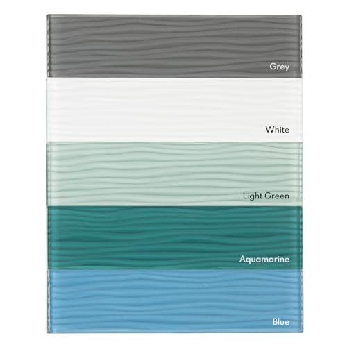 Lovdeco Grey Water Wave Glass Subway Tile, Glass for Bathroom Kitchen Backsplash Wall, 3 x 12 Inch, 4 Sq.Ft. - color: Gray, size: 3 x 12 Inch