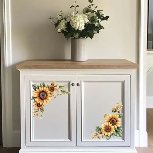 OLYCRAFT 3pcs/Set Sunflowers Rub on Transfers for Furniture and Crafts 6x12 Inch Plants Theme Furniture Transfer Sticker Decals Transfer Stickers Rub on Decals for Wood Furniture Home Decoration - style: Sunflower
