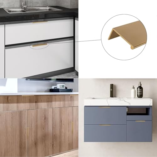 Rergy 10 Pack 5" Cabinet Pulls Champagne Bronze Finger Pulls for Cabinets - color: Champion Bronze, size: Hole Center: 5in(128mm)