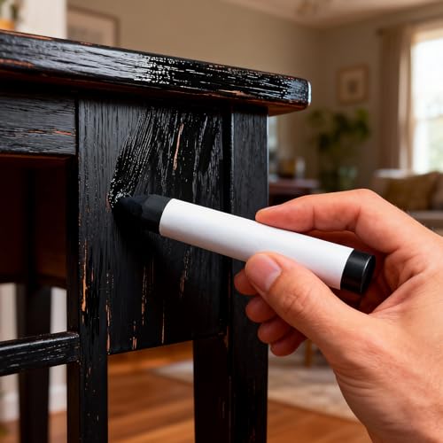 Wood Filler Sticks, Black Furniture Wax Crayons for Scratches, Wood Floor Repair Wax Filler Sticks, Touch Up Wax Sticks Repair for Scratches, Holes, Floor, Laminate, Carpenters (Black)
