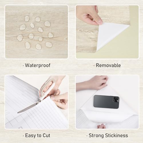 Wallercity Beige White Wood Contact Paper for Countertops Self Adhesive Waterproof Wood Grain Peel and Stick Wallpaper for Furniture Table Shelf 15.8''x236'' Removable Vinyl Wrap for Kitchen Bathroom - size: 15.8" x 236"