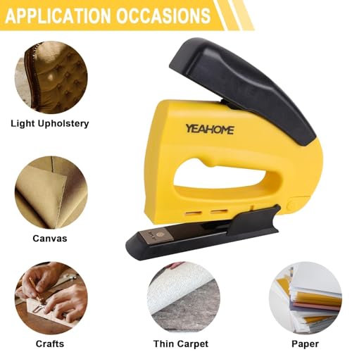 YEAHOME JT21 Forward Action Staple Gun, Upholstery Staple Gun with 1000 pcs JT 21 Staples, Light Duty Staple Guns for Wood, Crafts, DIY, Decoration, Fabric - style: with 1000 Staples
