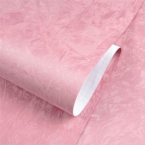 ReWallpaper Blush Pink Velvet Wallpaper Peel and Stick Soft Luxury Velvet Fabric Wallpaper Self-Adhesive Textured Pink Contact Paper for Cabinets Dresser Liner Vanity Shelf Easy to Apply 17.5inX6.5ft - color: Pink Velvet, size: 17.5in x 6.5ft