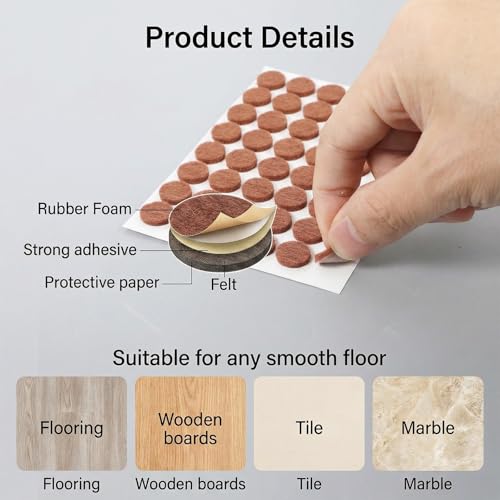 Nogeqi 48Pcs Small Felt Pads for Chairs Table Leg and Doors 1/2 Inches Diameter Small Felt Pads Door Bumpers for Furniture Feet Protect Your Hardwood Floors