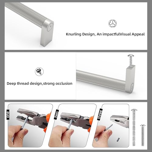 30 Pack Brushed Satin Nickel Cabinet Pulls knurled 5 Inch Hole Centers Kitchen Cabinet Handles Silver Drawer Pulls Dresser Handles - color: Brushed Satin Nickel, size: 5'' Hole Center(128mm)