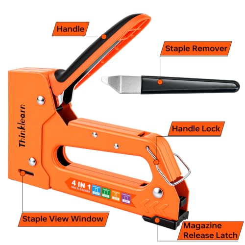 Heavy Duty Upholstery Staple Gun with 4000 Staples - color: Orange