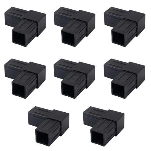 8 PCS 25mm Plastic Square Tube Connector, 2 Way L Shaped 90 Degree Elbow Clamp, Pipe Connectors for OD 25mm Square Tube, for Handrails, Shelf, Fence (Black) (L-2Way) - style: L-2Way