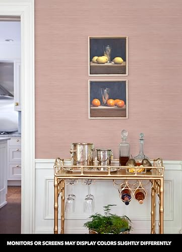 NuWallpaper x Society Social Classic Faux Grasscloth Peel and Stick Wallpaper, Berry Faux Grasscloth Removable Contact Paper for Walls, Self Adhesive Wall Covering for Bedroom Living Room Accent Wall - color: Berry