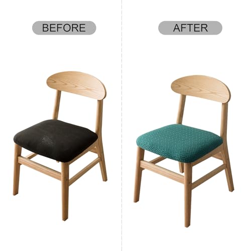 Genina Seat Covers for Dining Room Washable Chair Seat Slipcovers Set of 6 - color: Teal, size: 16-20in Not waterproof