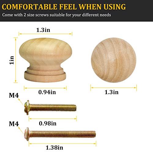 15pcs Unfinished Wood Knobs, Mushroom Cabinet Knobs - color: Unfinished Wood Color