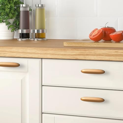 Goo-Ki 6 Pack Oval Cabinet Knobs Champagne Copper Zinc Alloy Drawer Knobs - color: Champagne Copper, size: 3" Full Length