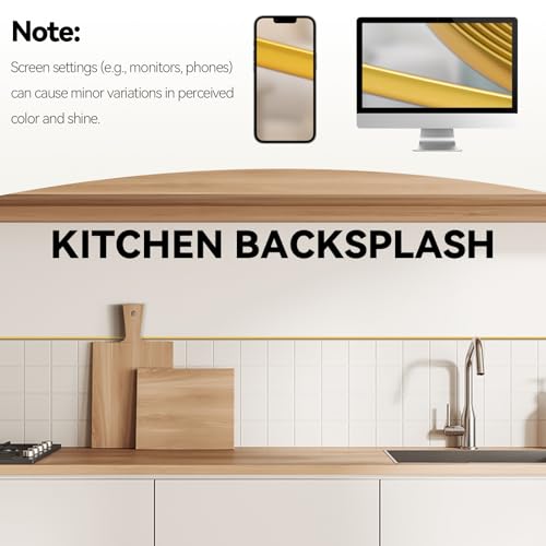 9.8 Ft Peel and Stick Wall Molding Trim, Flexible PVC Trim - color: Gold, size: 9.8 Ft