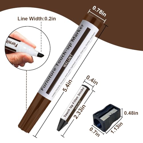 Furniture Repair Kit Wood Markers - 13 Markers & Wax Sticks with Sharpener - color: 6 Colors
