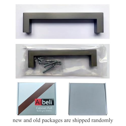 30 Pack 5 Inch (Center to Center 5in) Ancient Grey Square Cabinet Pulls Drawer Handles Cupboard Handles Modern Stainless Steel Kitchen Cabinet Handles and Pulls - color: Ancient Grey, size: 5 inch hole center (128mm)