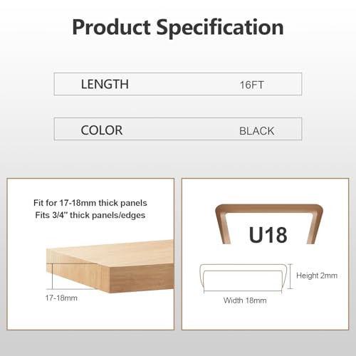 16 ft Flexible Self Adhesive Veneer Edge Banding Peel and Stick Veneer Edge Trim Collapsible Edge Guards (Black, 3/4 inch) - color: Black
