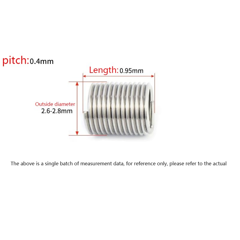 XunLiu 304 Stainless Steel Wire Thread Insert Stripped Thread Rethread Repair(50, M2-0.4X1D) - size: M2-0.4X1D