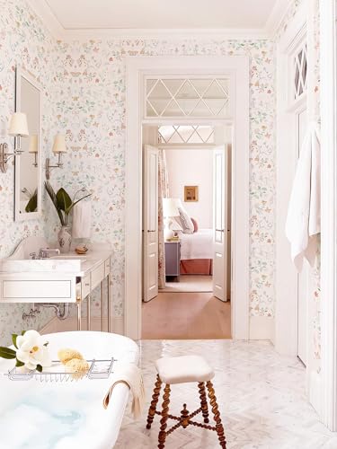 Peel and Stick Wallpaper for Nursery Pink Cute Bow Leaf Waterproof - color: Pink, size: 17.3" x 196"