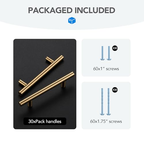 HOME EDIT Champagne Bronze Cabinet Handles, Drawer Pulls 3-3/4 Inch 30 Pack - color: Champagne Bronze, size: 3-3/4 Inch Hole Center