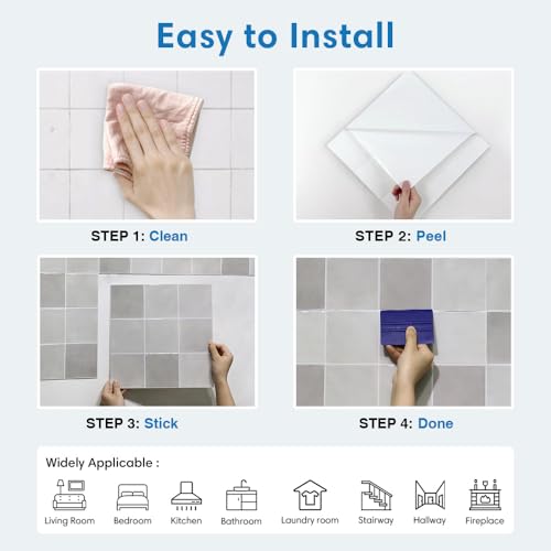 COMSTICKC Thicker Peel and Stick 3D Backsplash Tiles Kitchen Bathroom - color: Light Gray