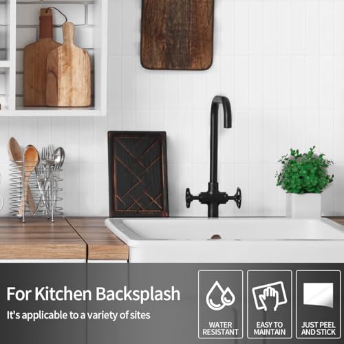 Peel and Stick Backsplash 3D Wall Tiles,Self-Adhesive,Oil Proof,Waterproof, Removable Wall Panels for Kitchen & Bathroom,Modern Design, Easy Install (10.7ft,12x9 inch,14 Pack) (White) - color: White