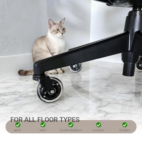 3" Office Chair Caster Wheels with 10mm Stem 1KEA ONLY, Heavy-Duty Rubber Chair Casters Replacement Set of 5, Desk Chair Wheels, Quiet & Smooth Rolling for All Floors (Hardwood, Carpet) - color: Black 1KEAONLY
