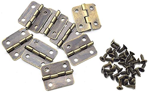 Mini Retro Metal Hinges 30 Pcs Antique Jewelry Box Hinges with Screws for Gift Case Dollhouse Cabinet DIY Model(13 x 12 mm, Bronze)
