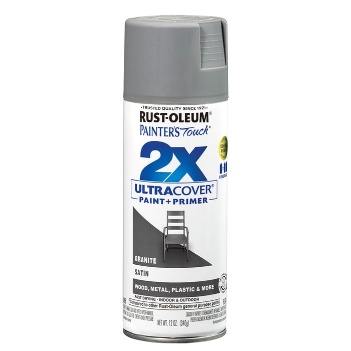 Rust-Oleum 334069-6PK Painter's Touch 2X Ultra Cover Spray Paint, 12 oz, Satin Granite, 6 Pack - color: Satin Granite, size: 1 Count (Pack of 6)