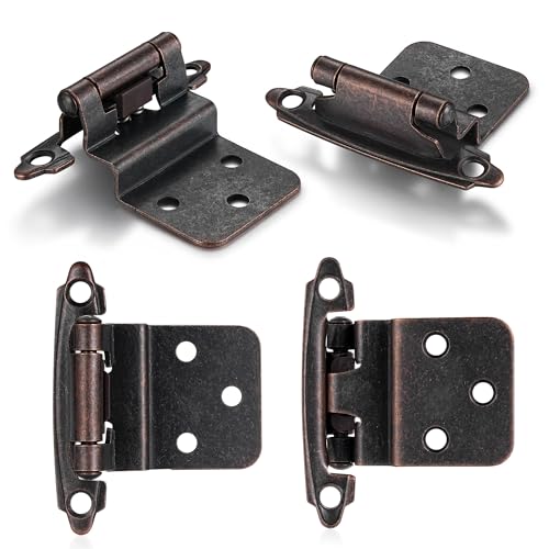 Oil Rubbed Bronze (Antique) Cabinet Hinges, 3/8” Inset, 4 Pack - color: Antique Copper, size: 3/8 Inch Inset