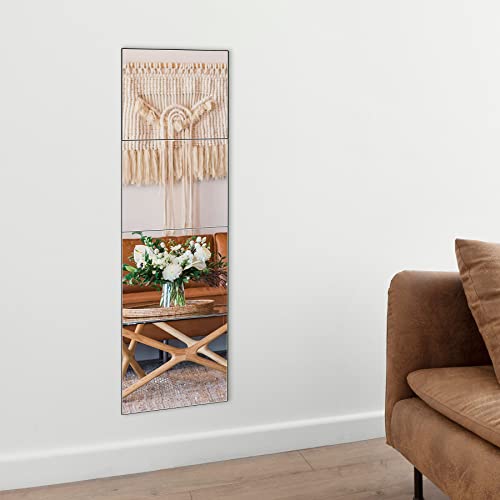 Glass Full Length Mirror Tiles, 14" x 12" x 4PCS Home Gym Mirror for Wall - size: 14"x12"-4pcs