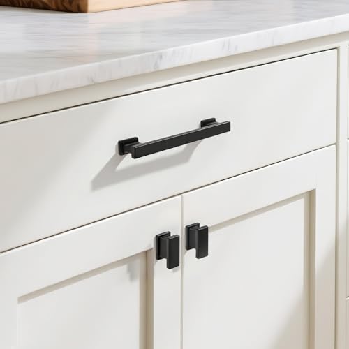 KNOBWELL 6 Pack Matte Black Solid Cabinet Pulls 5 Inch(128mm) Hole Center Kitchen Cabinet Handles,Cabinet Hardware for Cupboard Drawer Pulls - color: Matte Black, size: Hole Center:5 inch(128mm)