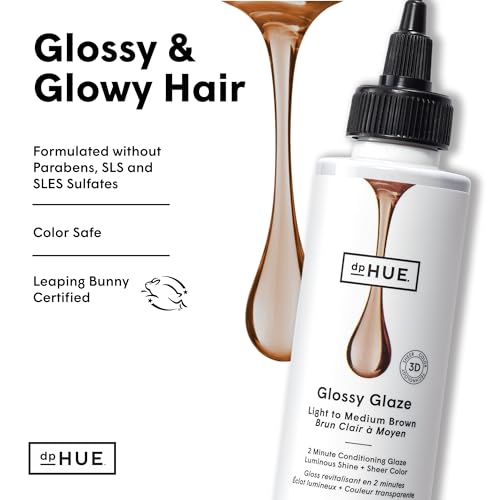 dpHUE Glossy Glaze, Light-Medium Brown - In-Shower Liquid Hair Gloss for Luminous Shine & Sheer Color - Paraben, SLS & SLES Sulfate Free - Leaping Bunny Certified - color: Light-Medium Brown
