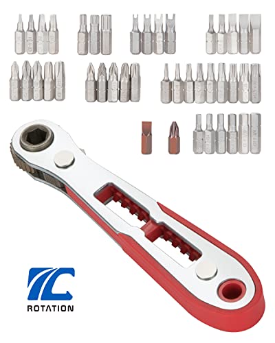 ROTATION 44pc Bit Set with 1/4 Mini Ratchet Offset Screwdriver - style: 44pc