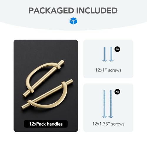 HOME EDIT Brushed Gold Cabinet Pulls Curved, 5 Inch/128 mm, 10 Pack - color: Brushed Brass, size: 5 Inch Hole Center