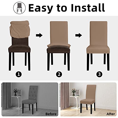 Easy-Going Stretch Dining Room Chair Slipcovers Set of 4, Camel - color: Camel