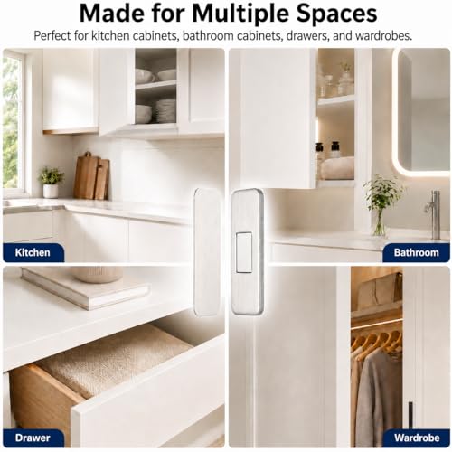 4-Pack Ultra-Thin Magnetic Door Catch, No-Drill Cabinet Magnets with Heavy Duty Adhesive, Slim Magnetic Closures for Drawers, Kitchen Cabinets, Wardrobe - size: 4Pack