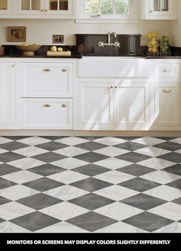 FloorPops x Chris Loves Julia 12-in by 12-in Bonneville Grey & White Marble Peel & Stick Floor Tiles, FP4421 - color: Gray