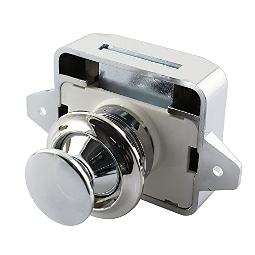 Push Button Catch Lock Drawer Cabinet Cupboard Door Keyless Latch Knob for Catamaran RV Camper Motor Home Caravan Silver