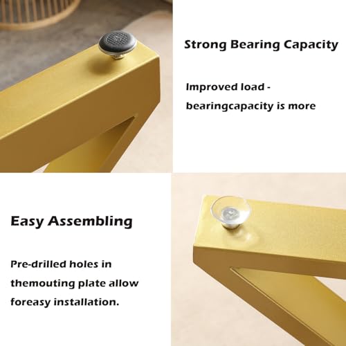 Modern Gold Table Base with Suction Cups for Glass Tops - color: Gold