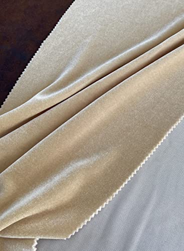 Premium Stretch Velvet Fabric by The Yard - Wrinkle-Resistant - Soft - Upholstery Fabric - Polyester Spandex Blend - for Clothing and Crafts - Resistant – 58-60 Inches Wide (Champagne, 1 Yard) - color: Champagne, size: 1 Yard